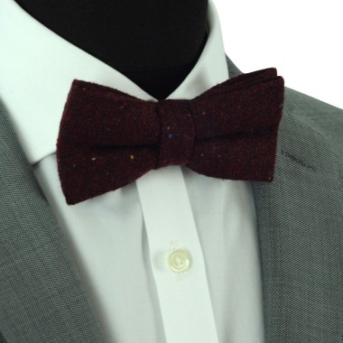 Noeud papillon en Laine Bordeaux moucheté 2