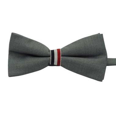 Noeud papillon uni Gris avec ruban tricolore