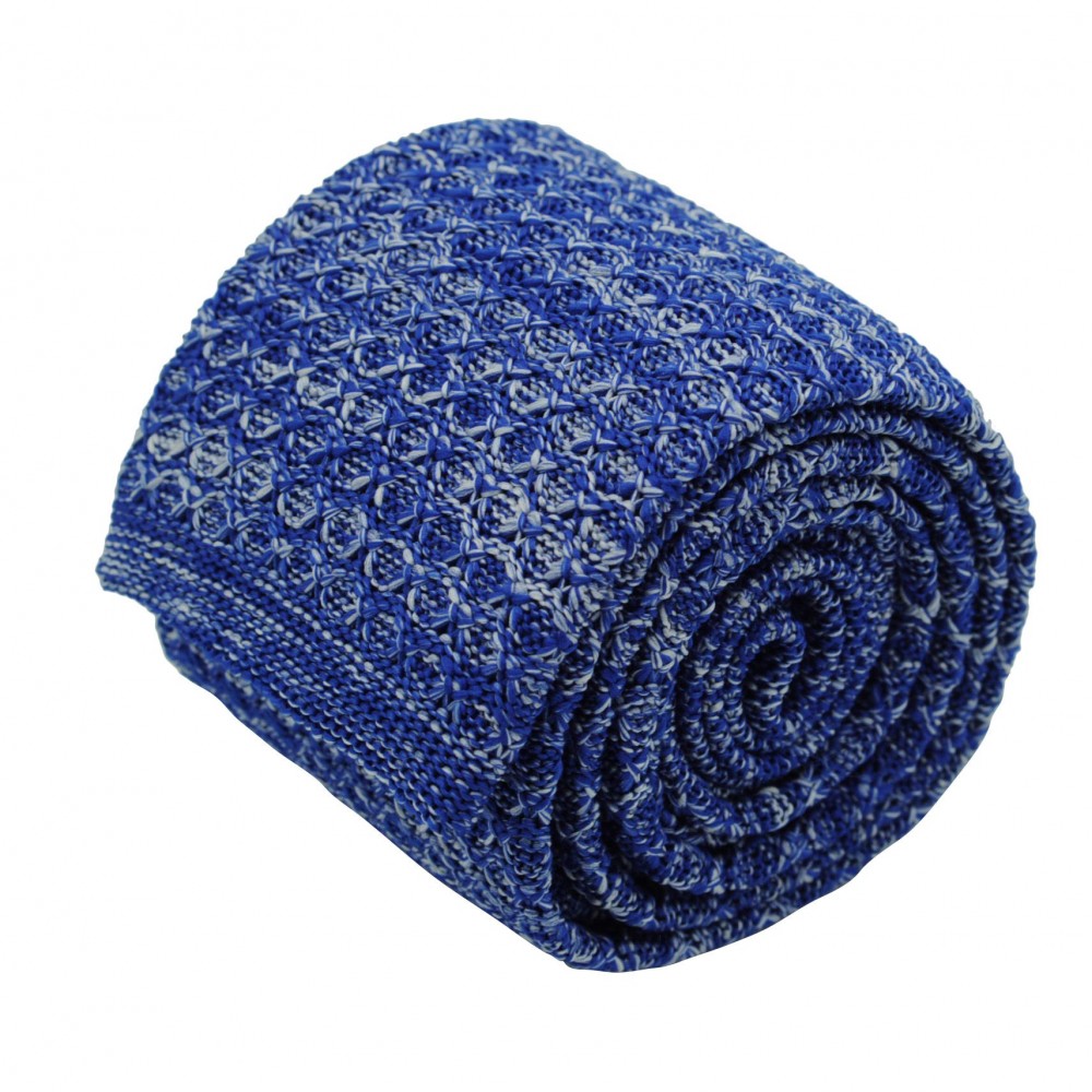 Cravate tricot pour homme. Bleu roi. Chiné.