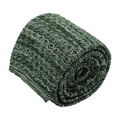 Cravate tricot pour homme. Vert. Chiné.