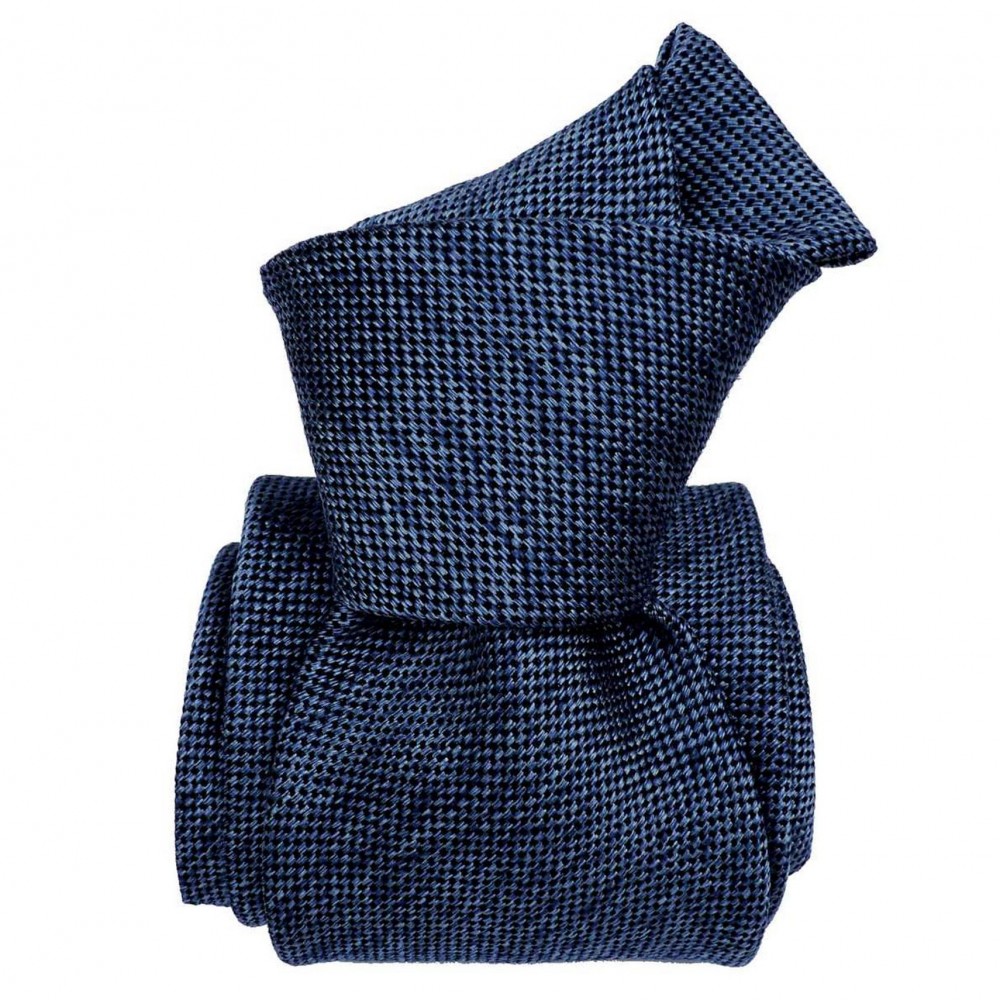 Cravate Classique soie/coton uni. Bleu chiné