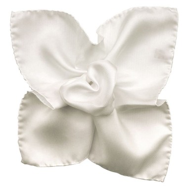 Pochette de costume Blanc uni en soie Twill