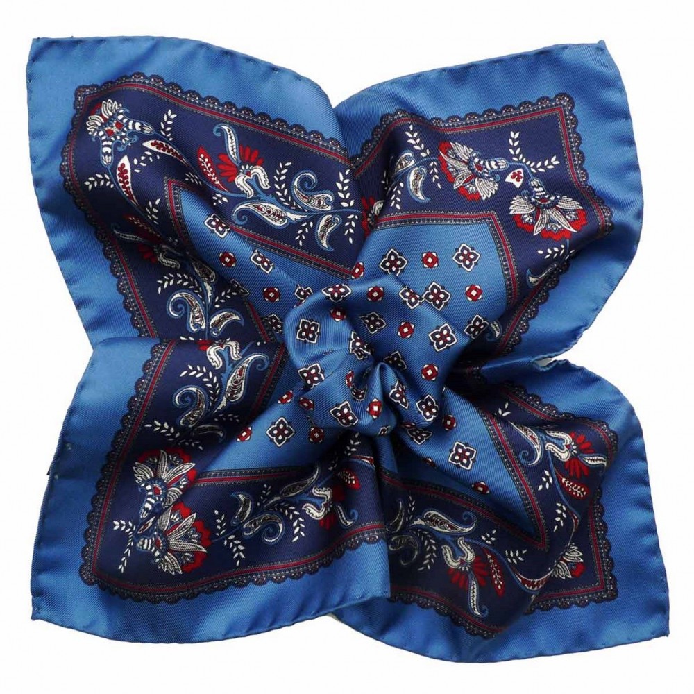 Pochette de costume Bleu à motifs fleuris