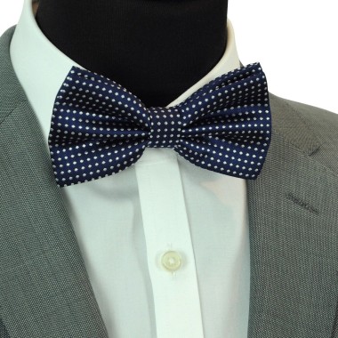Noeud papillon Homme Bleu Marine à fins pois 2