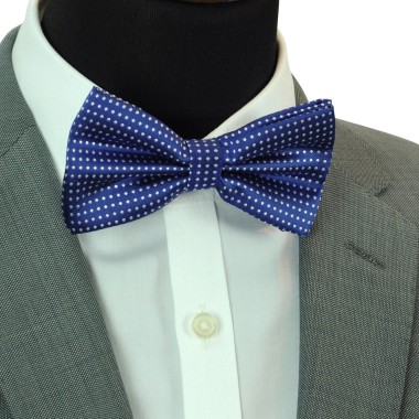 Noeud papillon Homme Bleu Roi à fins pois 2