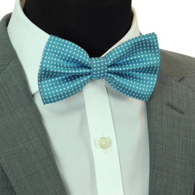 Noeud papillon Homme Bleu Turquoise à fins pois 2