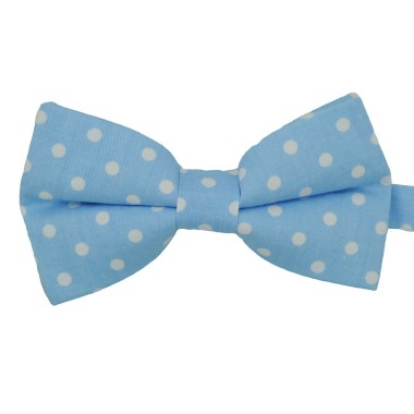 Noeud papillon Homme Bleu Ciel à gros pois blancs