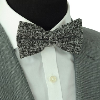 Noeud papillon homme Noir tweed chiné 2