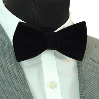 Noeud papillon homme en velours uni Noir 2