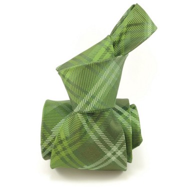 Cravate Saint Hilaire. Vert à gros carreaux.