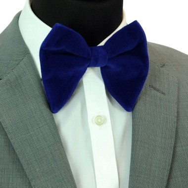 Noeud papillon homme en velours surdimensionné Bleu 2