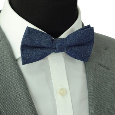 Noeud papillon homme en Jean Bleu foncé 2
