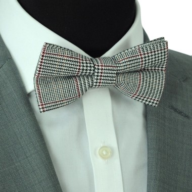 Noeud papillon homme Blanc style Pied-de-poule 2