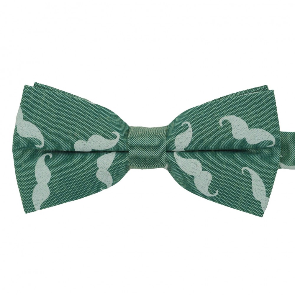 Noeud papillon homme Vert à motif "Moustache"