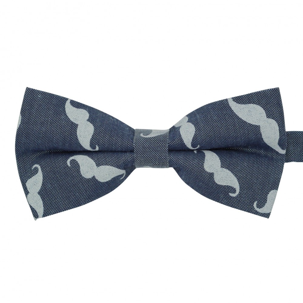 Noeud papillon homme Bleu à motif "Moustache"