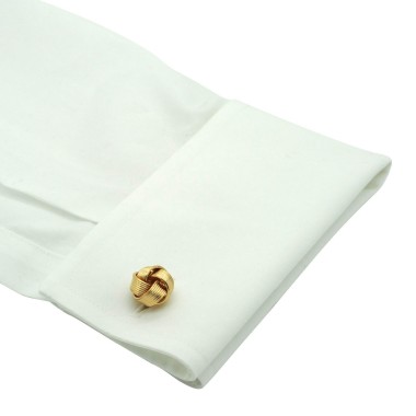 Boutons de manchette noeud marin. Doré. Pour chemise mousquetaire homme.