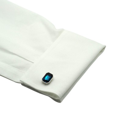 Boutons de manchette pierre turquoise. Métal. Pour chemise mousquetaire homme.