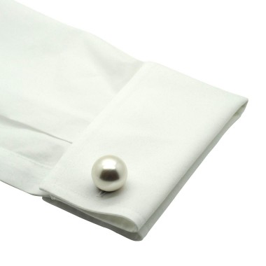 Boutons de manchette grosse perle. Métal. Pour chemise mousquetaire homme.