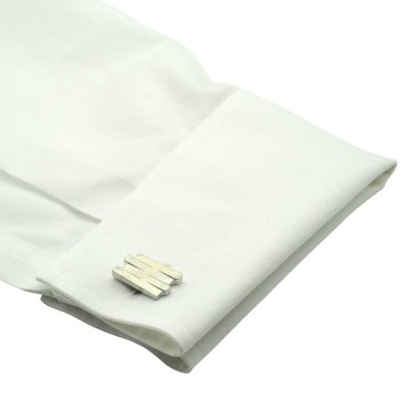 Boutons de manchette rectangulaires nervurés. Métal. Pour chemise mousquetaire homme.