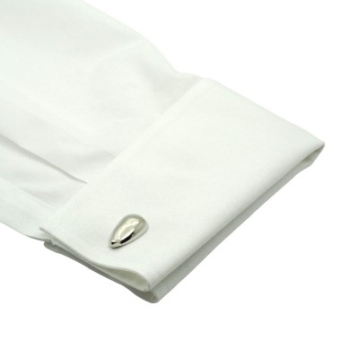 Boutons de manchette style goutte d'eau. Métal. Pour chemise mousquetaire homme.