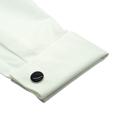 Boutons de manchette ronds noirs. Métal. Pour chemise mousquetaire homme.
