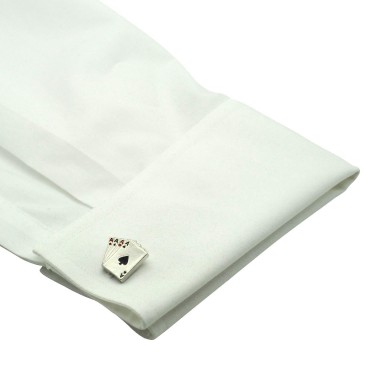Boutons de manchette Poker As de pique. Métal. Pour chemise mousquetaire homme.