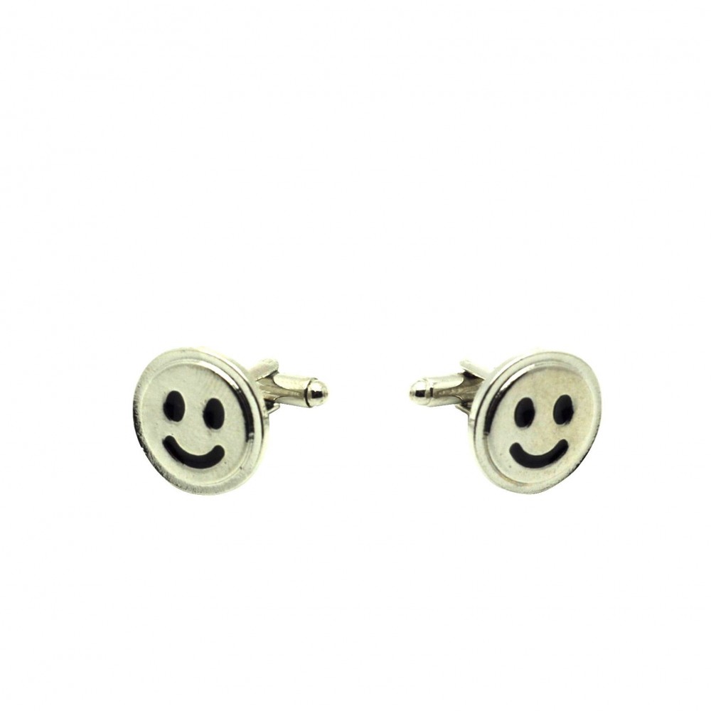 Boutons de manchette Smiley. Métal. Pour chemise mousquetaire homme.