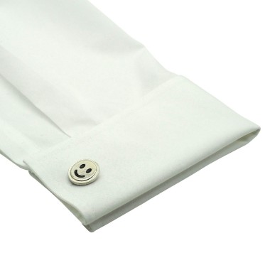 Boutons de manchette Smiley. Métal. Pour chemise mousquetaire homme.