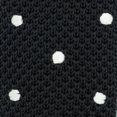 Cravate Tricot Homme. Noir à gros pois blancs 2