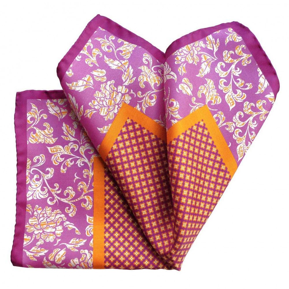 Pochette de costume Violet et Orange à motif fantaisie