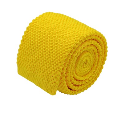 Cravate tricot homme. Jaune uni