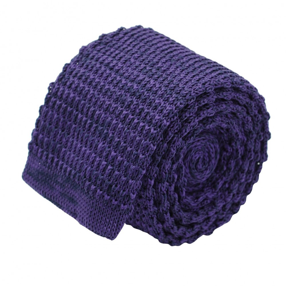 Cravate tricot homme chinée. Violet Prune