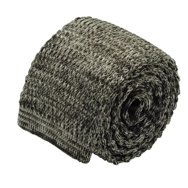 Cravate tricot homme chinée. Marron