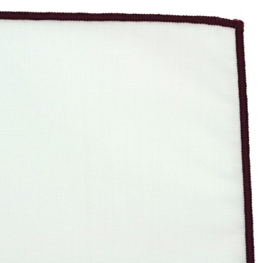 Pochette de costume homme. Blanc à liseret Bordeaux 2