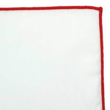 Pochette de costume homme. Blanc à liseret Rouge 2