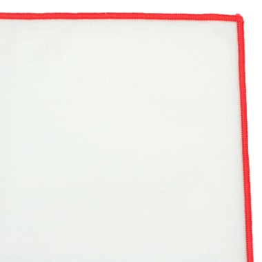 Pochette de costume homme. Blanc à liseret Pêche 2
