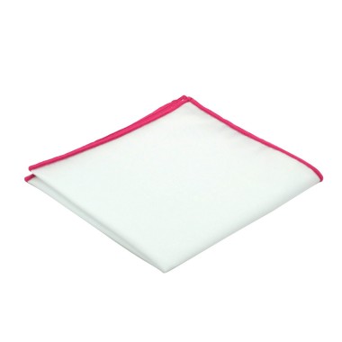 Pochette de costume homme. Blanc à liseret Fuchsia