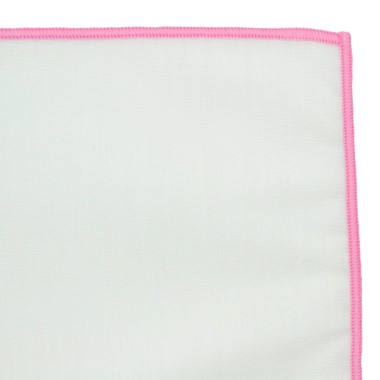 Pochette de costume homme. Blanc à liseret Rose 2