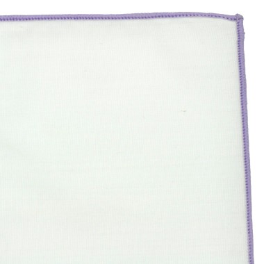 Pochette de costume homme. Blanc à liseret Parme 2