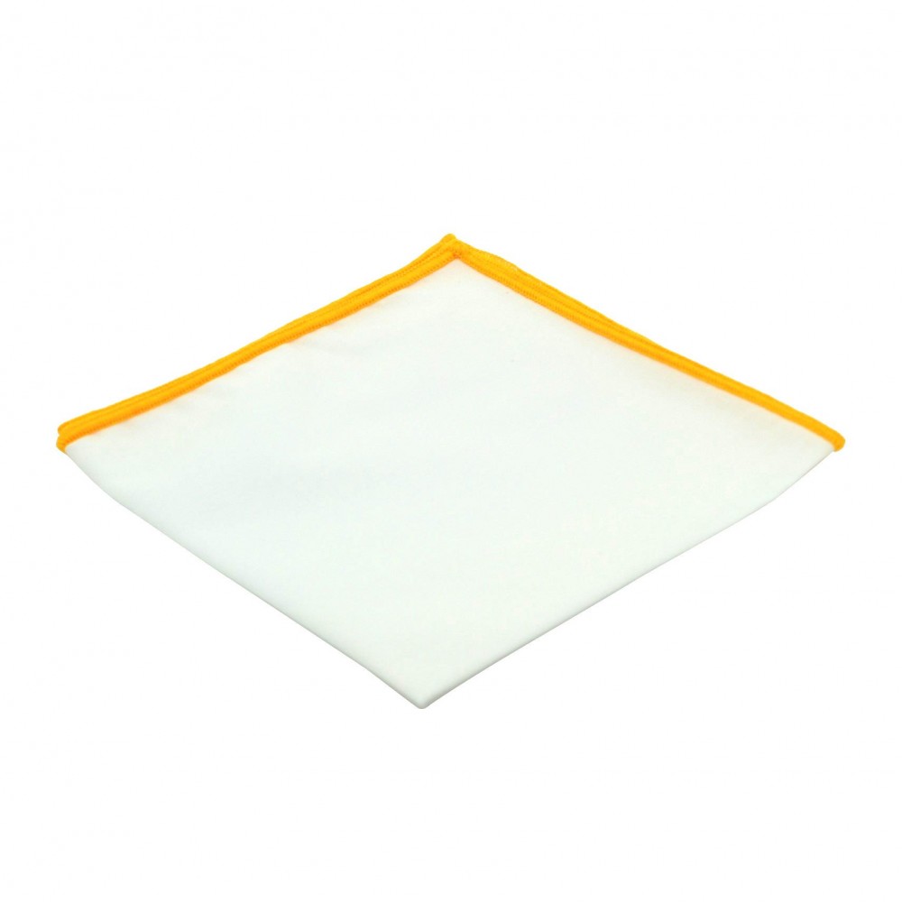 Pochette de costume homme. Blanc à liseret Jaune