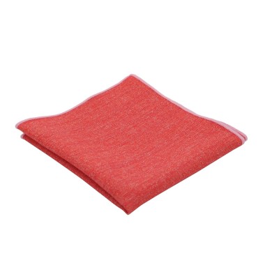 Pochette de costume homme. Rouge chiné à liseret rose