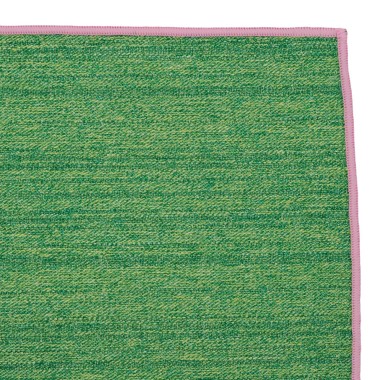 Pochette de costume homme. Vert chiné à liseret rose 2
