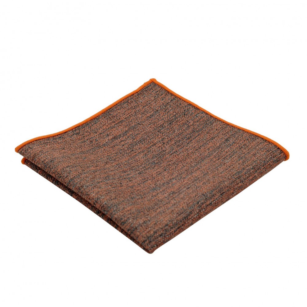 Pochette de costume homme. Marron et Orange chiné à liseret