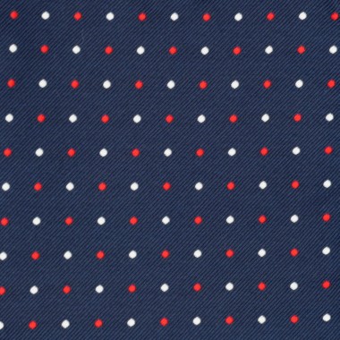 Pochette de costume à Pois. Bleu marine à pois rouges et blancs 2