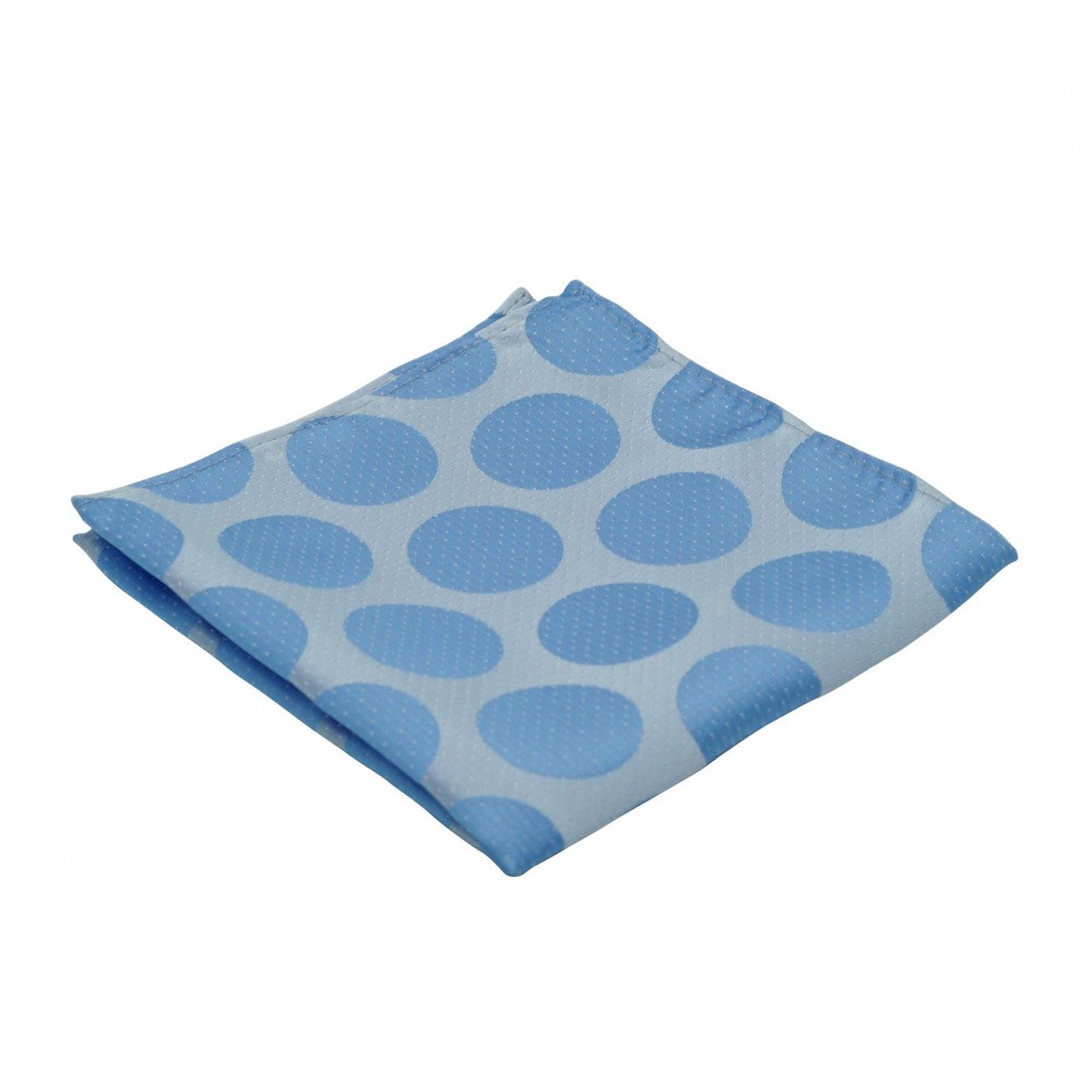 Pochette de costume fins et gros Pois. Bleu ciel à pois blancs et bleus