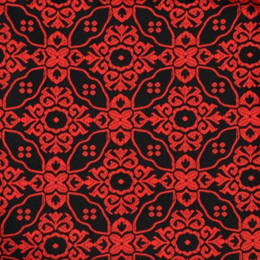 Pochette de costume homme. Noir à motifs rouges 2