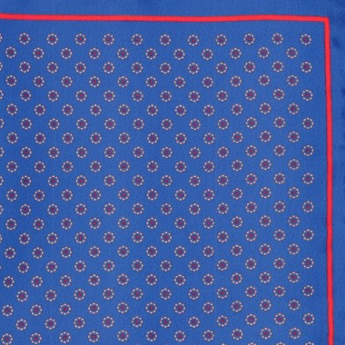 Pochette de costume homme. Bleu à petits motifs fleuris 2