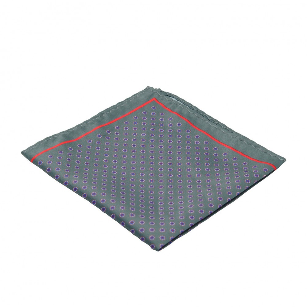 Pochette de costume homme. Gris à petits motifs fleuris
