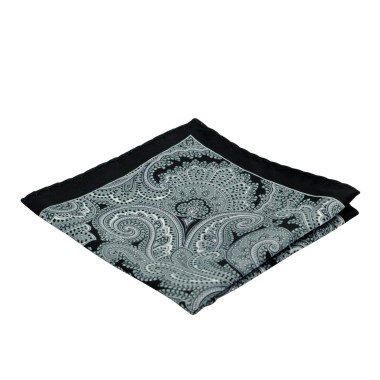 Pochette de costume homme. Noir à grands Paisley