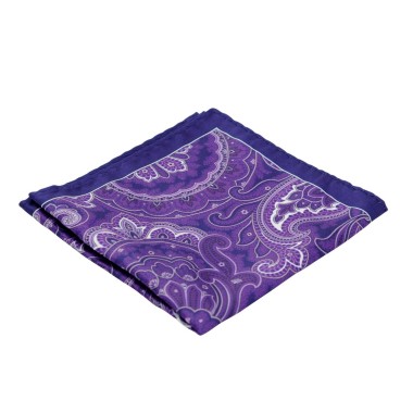 Pochette de costume homme. Bleu marine et Violet à grands Paisley